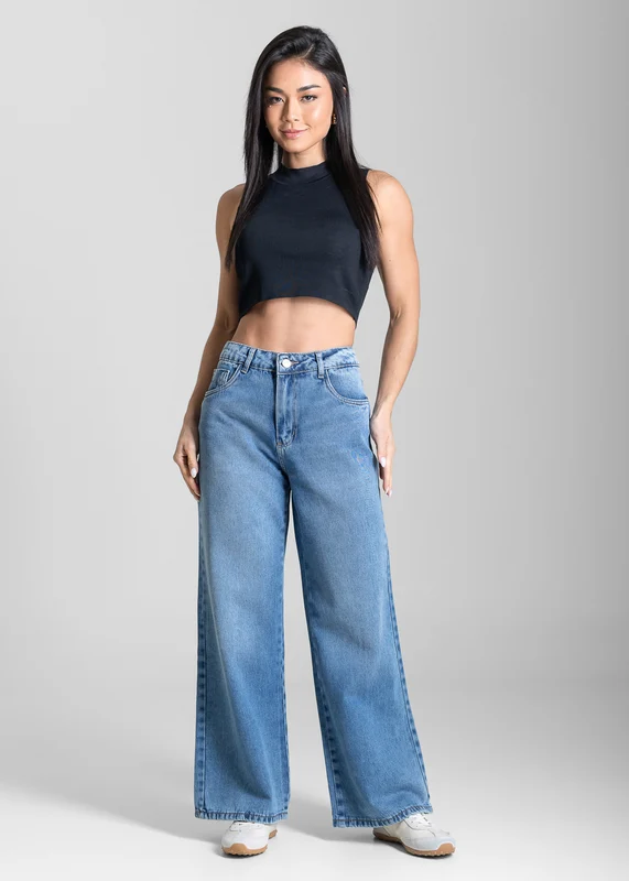 Calça Jeans Sawary Wide Leg Petit - 284051 AZUL AZUL / 34