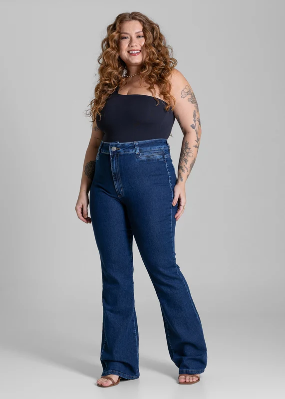 Calça Jeans Sawary Plus Size Bootcut - 284016 AZUL AZUL / 54