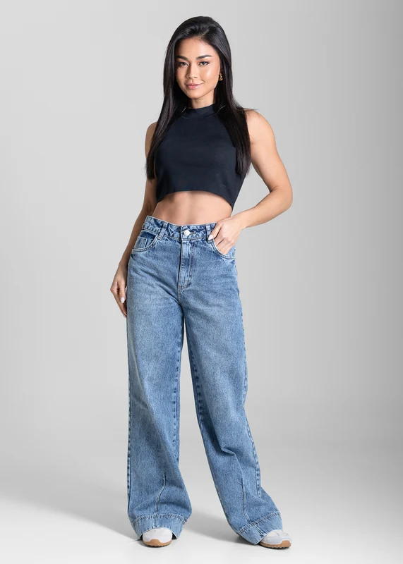 Calça Jeans Sawary Wide Leg Petit - 284071 AZUL AZUL / 46