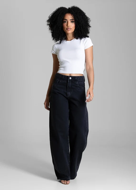 Calça Jeans Sawary Balloon - 283873 PRETO PRETO / 42