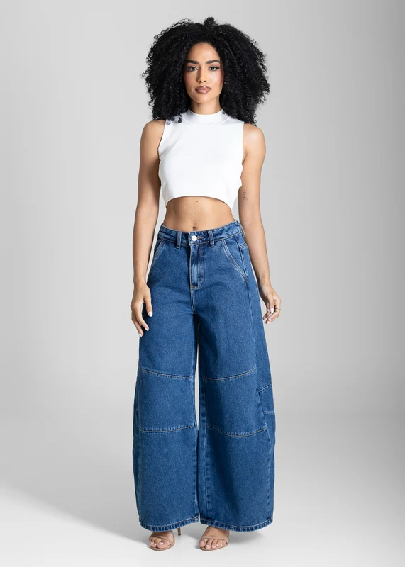Calça Jeans Sawary Balloon - 283825 AZUL AZUL / 40