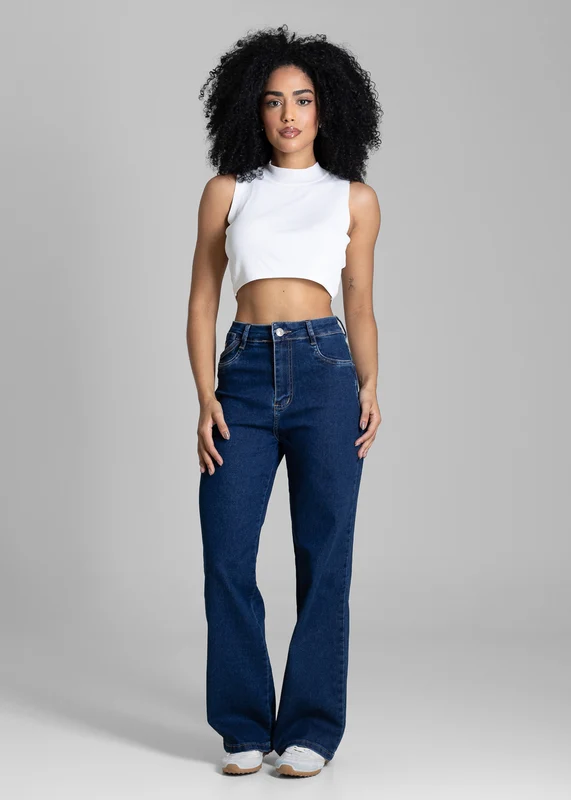 Calça Jeans Sawary Wide Leg Petit - 284094 AZUL AZUL / 46