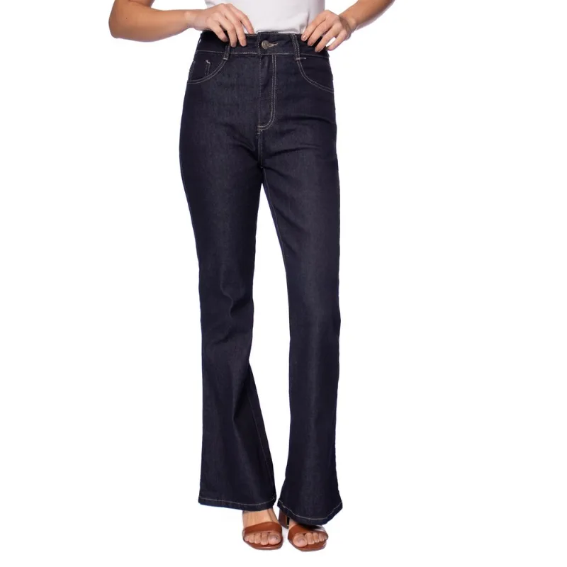 Calça Jeans Feminina Sawary Flare Petit Alta Azul Escuro - 38