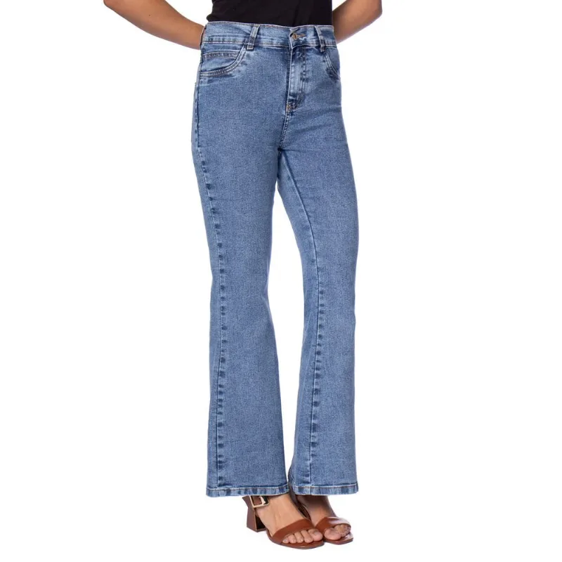 Calça Jeans Feminina Sawary Petit Flare Cintura Alta Azul - 36