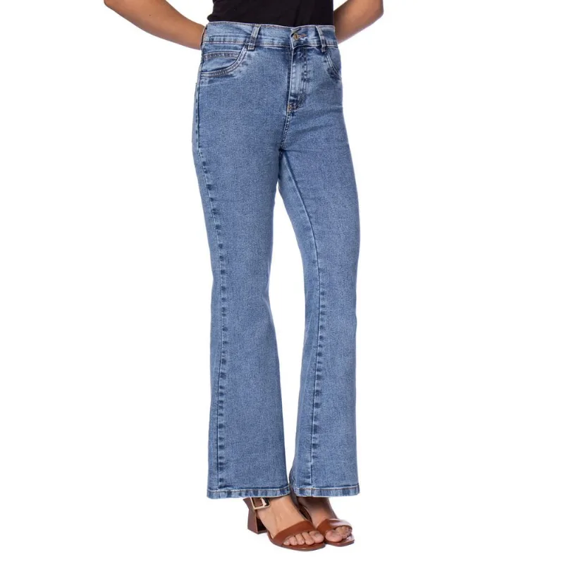 Calça Jeans Feminina Sawary Petit Flare Cintura Alta Azul - 38