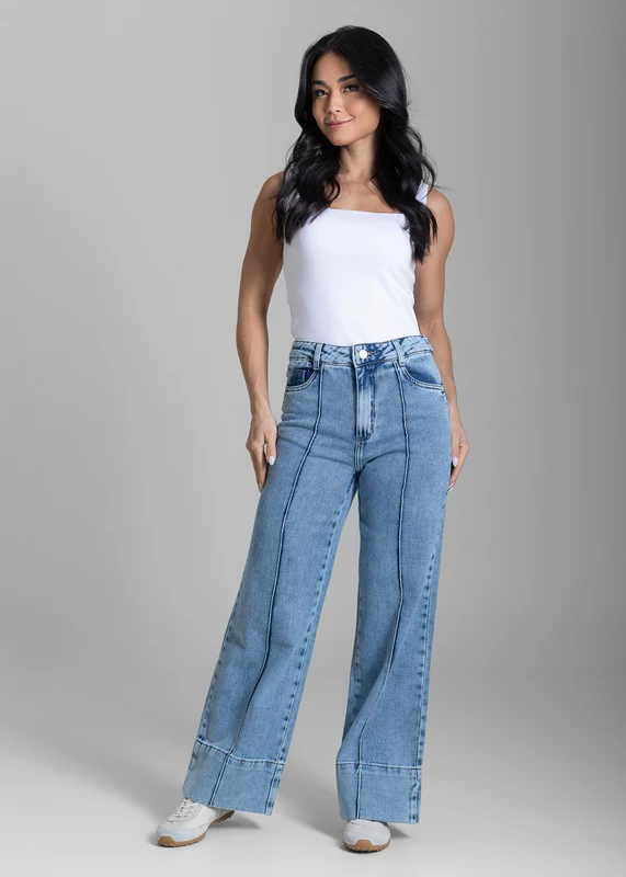 Calça Jeans Sawary Wide Leg Petit - 284086 AZUL AZUL / 36