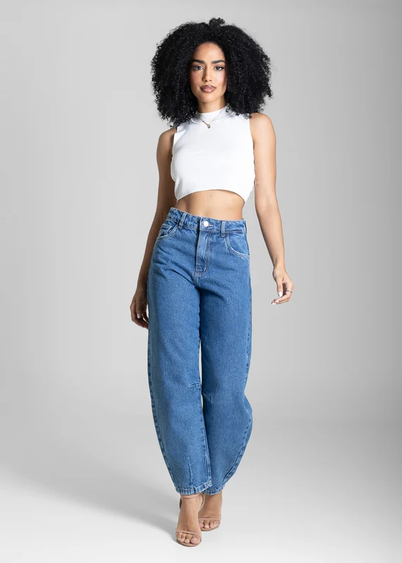 Calça Jeans Sawary Barrel - 283925 AZUL AZUL / 40