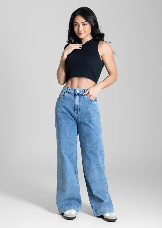 Calça Jeans Sawary Wide Leg Petit - 284339 AZUL AZUL / 42