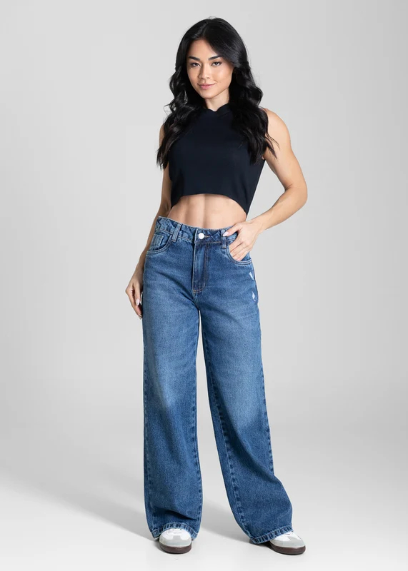 Calça Jeans Sawary Wide Leg Petit - 283818 AZUL AZUL / 34