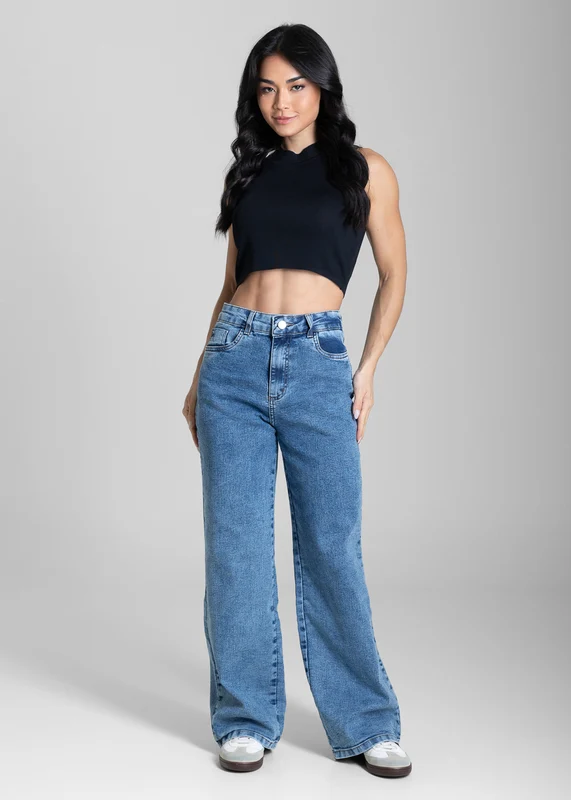 Calça Jeans Sawary Wide Leg Petit - 284178 AZUL AZUL / 46
