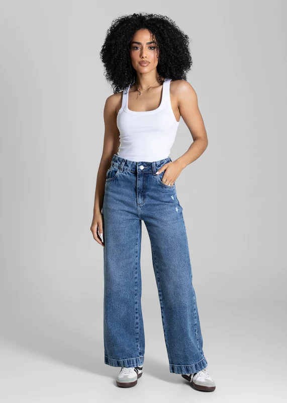 Calça Jeans Sawary Wide Leg Petit - 284341 AZUL AZUL / 42