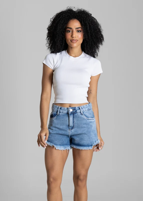 Shorts Jeans Barra Desfiada Sawary - 284305 AZUL AZUL / 48