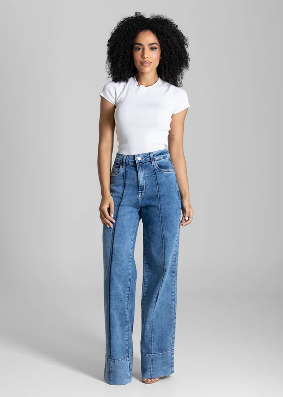 Calça Jeans Sawary Wide Leg - 284297 AZUL AZUL / 34