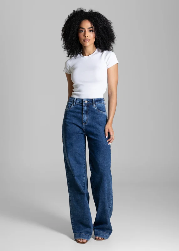 Calça Jeans Sawary Wide Leg - 284234 AZUL AZUL / 40