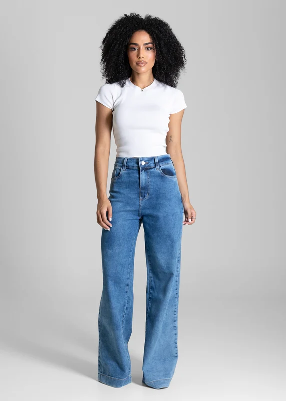 Calça Jeans Sawary Wide Leg - 284289 BLUE BLACK LEVE BLUE BLACK LEVE / 40