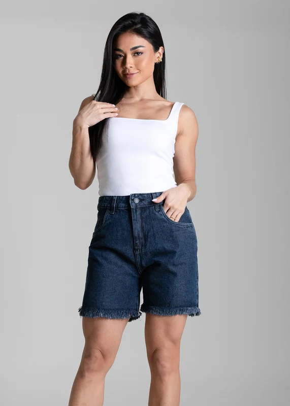 Shorts Jeans Barra Desfiada Sawary - 284327 AZUL AZUL / 38
