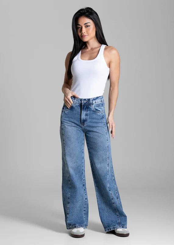 Calça Jeans Sawary Wide Leg Petit - 284308 AZUL AZUL / 34