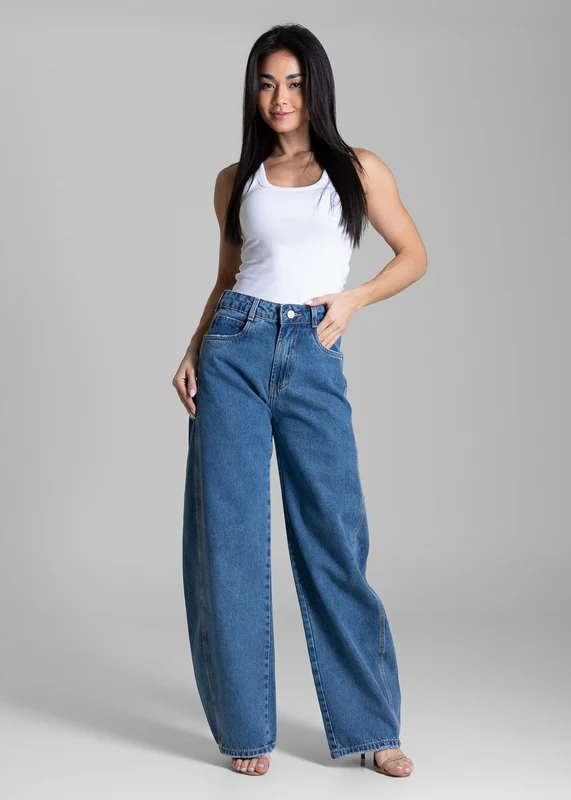 Calça Jeans Sawary Barrel - 283742 AZUL AZUL / 44