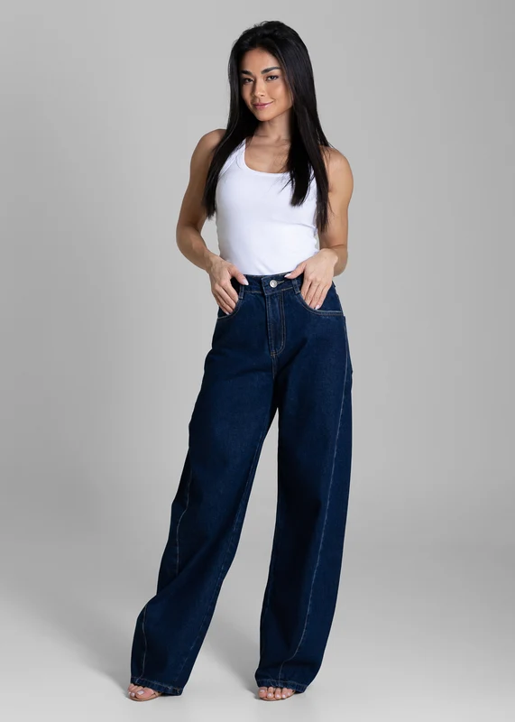 Calça Jeans Sawary Barrel - 283800 AZUL AZUL / 42