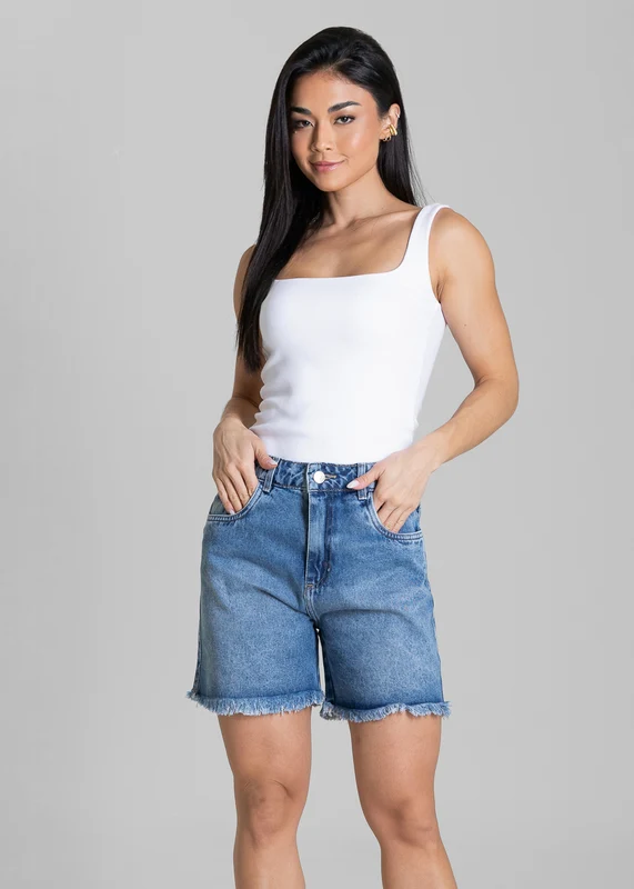Shorts Jeans Barra Desfiada Sawary - 284332 AZUL AZUL / 42