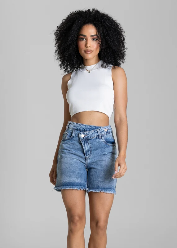 Shorts Jeans Cós Assimétrico Sawary - 284334 AZUL AZUL / 44