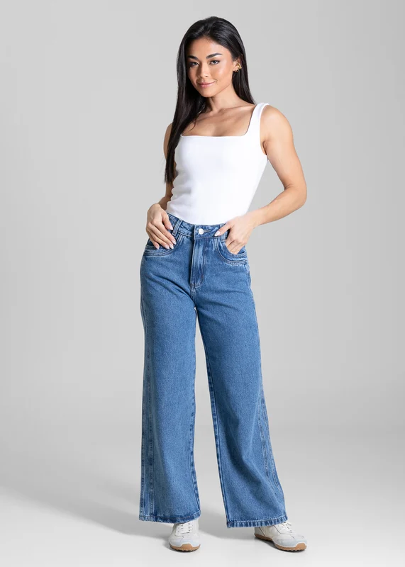 Calça Jeans Sawary Wide Leg Petit - 283941 AZUL AZUL / 34