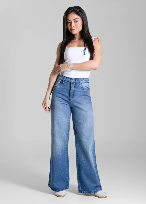 Calça Jeans Sawary Wide Leg Petit - 284456 AZUL AZUL / 46