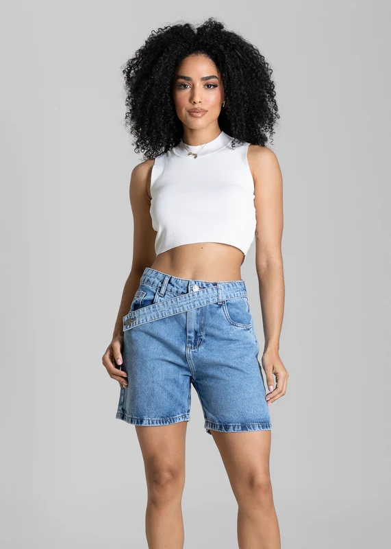 Shorts Jeans Cós Assimétrico Sawary - 284459 AZUL AZUL / 38