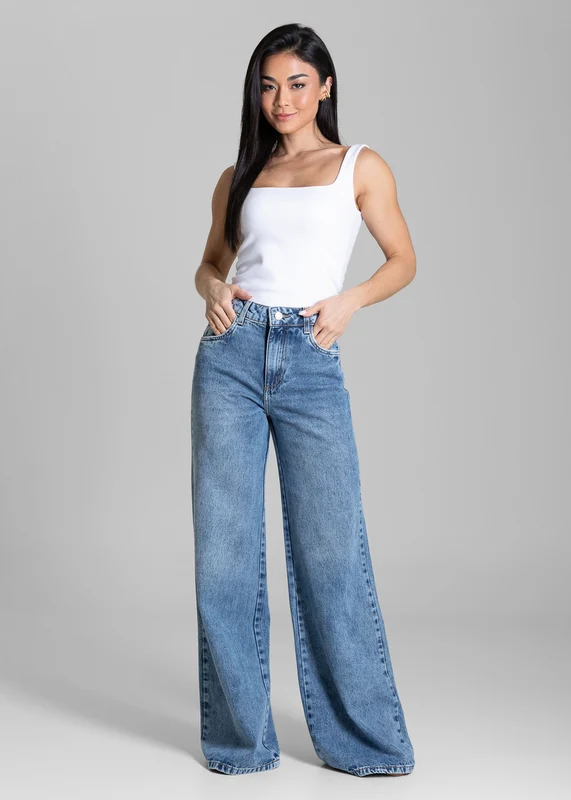 Calça Jeans Sawary Wide Leg - 284261 AZUL AZUL / 36
