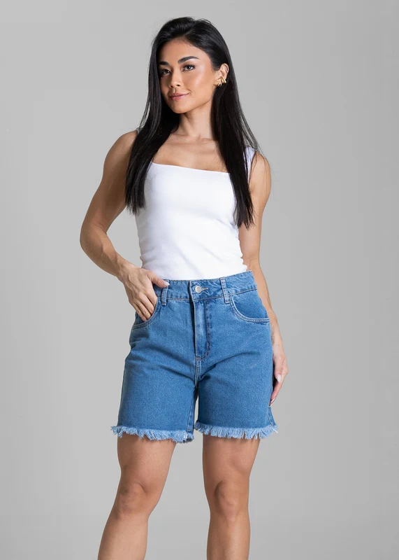 Shorts Jeans Barra Desfiada Sawary - 284512 AZUL AZUL / 44