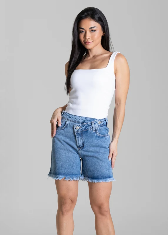 Shorts Jeans Barra Cós Assimétrico Sawary - 284539 AZUL AZUL / 44