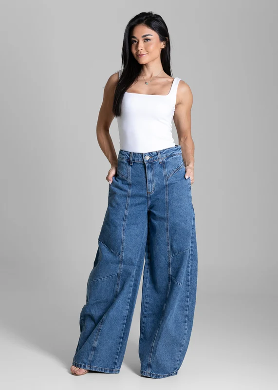 Calça Jeans Sawary Balloon - 284432 AZUL AZUL / 46
