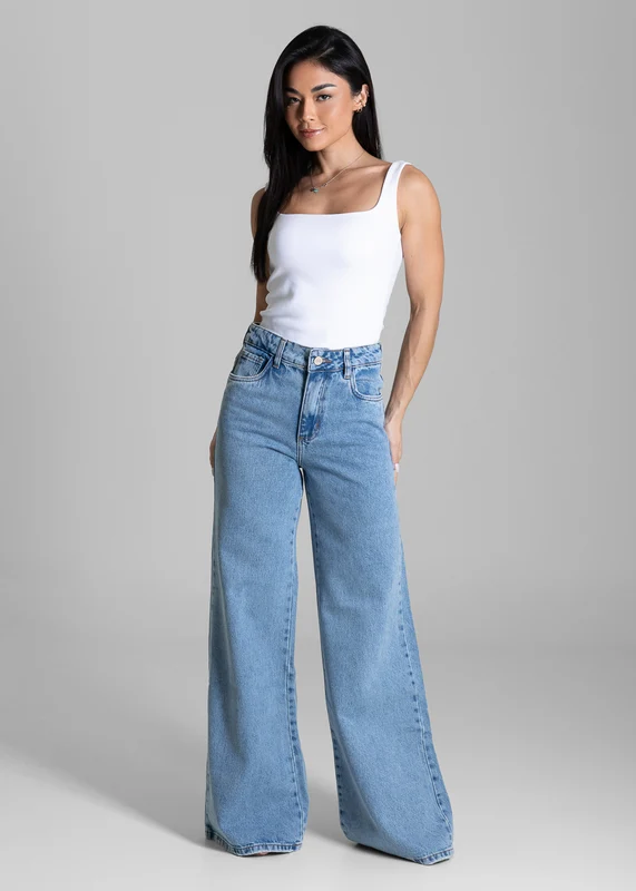 Calça Jeans Sawary Wide Leg - 284197 AZUL AZUL / 36