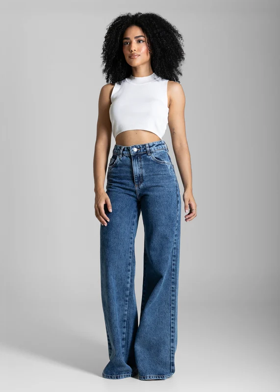 Calça Jeans Sawary Wide Leg - 284277 AZUL AZUL / 36