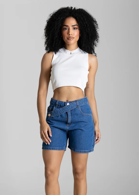 Shorts Jeans Cós Assimétrico Sawary - 284508 AZUL AZUL / 46