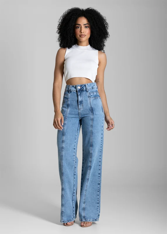 Calça Jeans Sawary Wide Leg - 284296 AZUL AZUL / 40