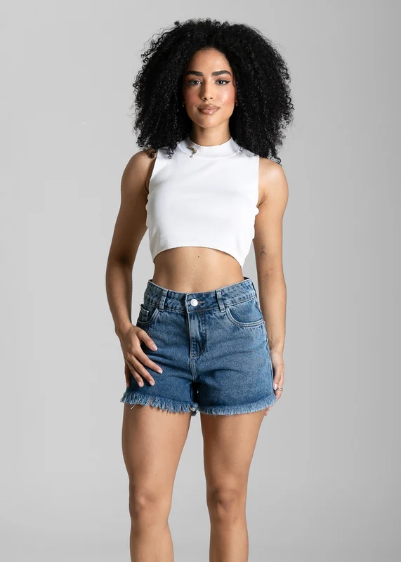 Shorts Jeans Barra Desfiada Sawary - 284601 AZUL AZUL / 38