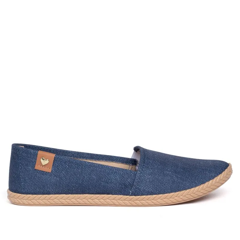 Sapatilha Feminina Moleca Tecido Denim Marinho - 38