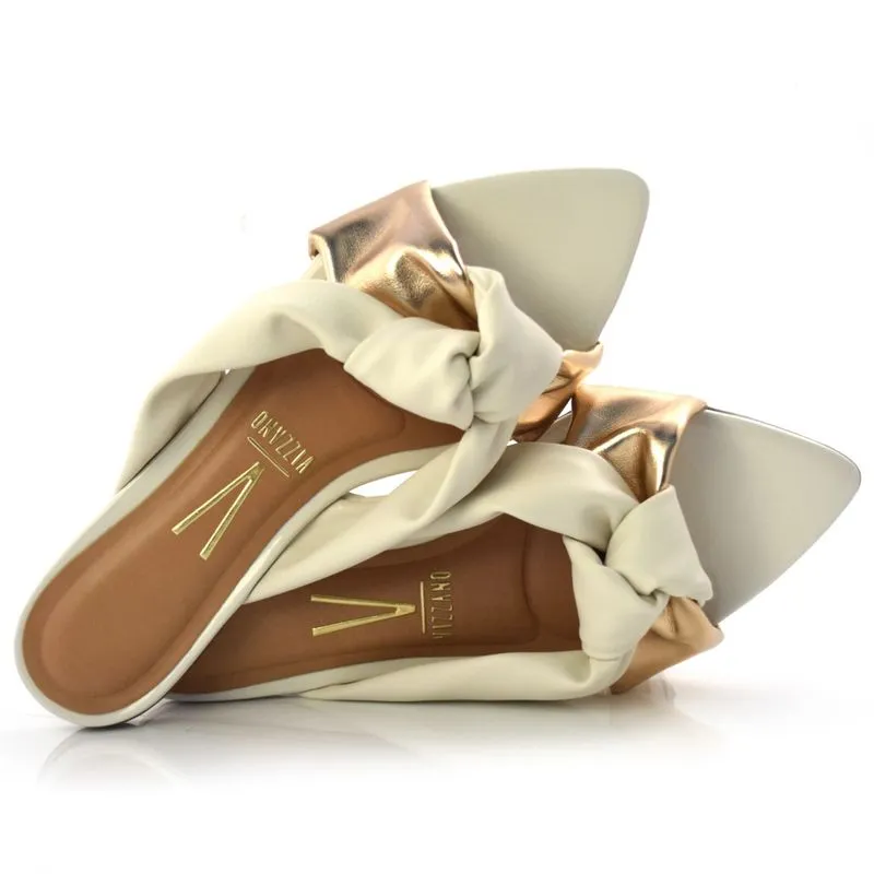 Tamanco Rasteira Feminino Vizzano Creme 6450100-22188 35