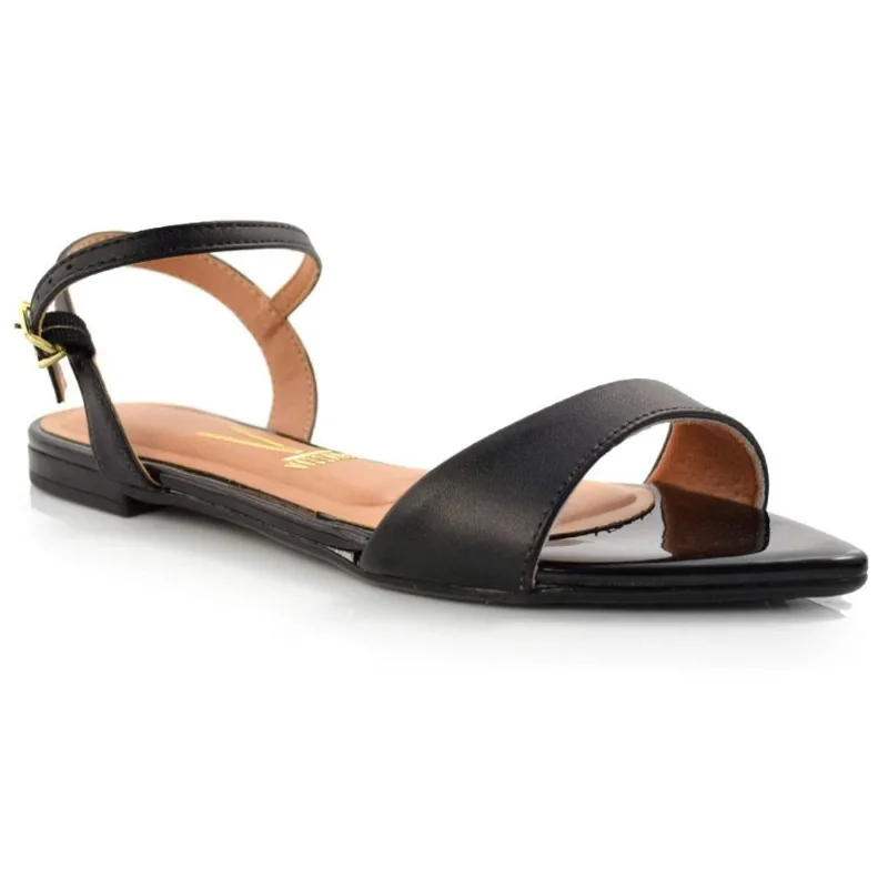 Sandália Rasteira Feminina de Bico Fino Vizzano Preto 6450101-14174 39