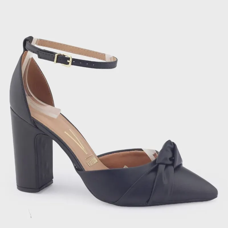 Sapato Scarpin Vizzano 1285.424 preto pelica nó salto 8,5cm