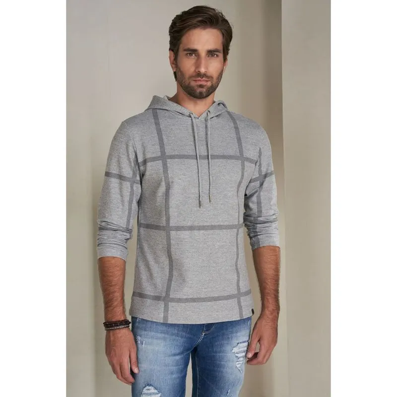 Moletom Regular Fit Lado Avesso Chess Cinza