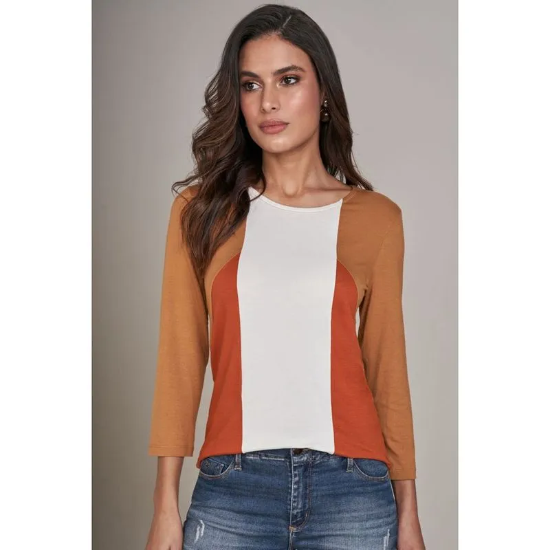 Blusa Manga 7/8 Lado Avesso Recordes Caramelo