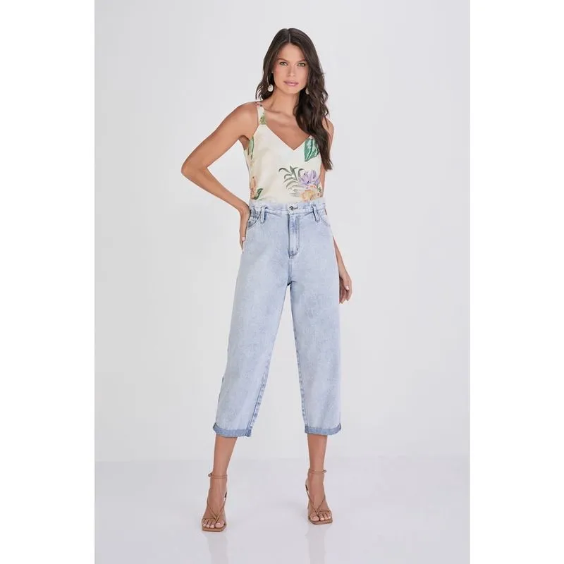 Calça Slouchy Jeans Lado Avesso Azul Claro