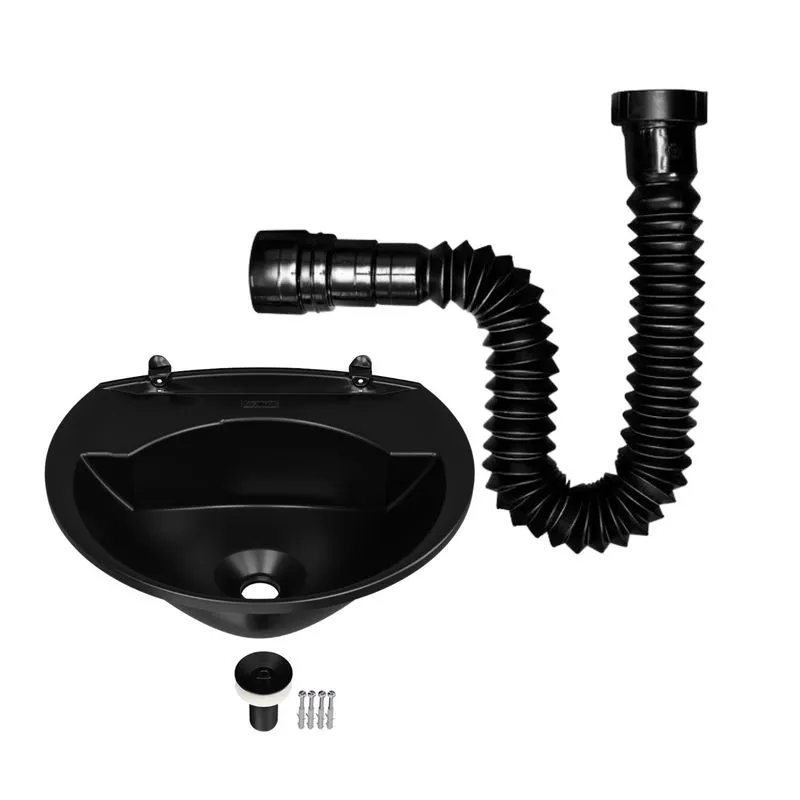Lavatório Plástico Kit Instalação 3,8l 36x28cm + Sifão Preto