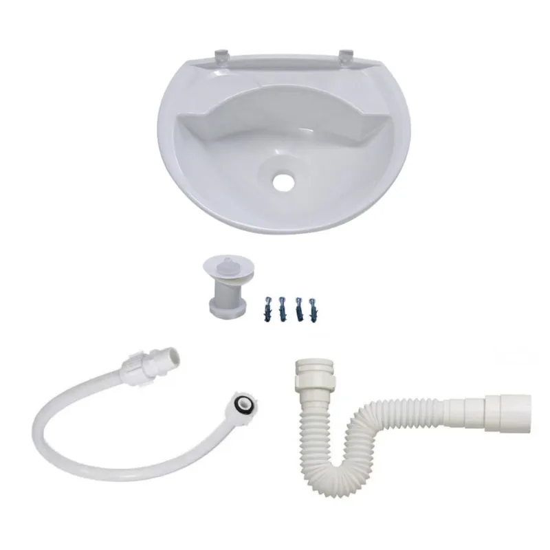 Lavatório Plástico Kit Instalação 4L + Sifão + Engate Branco
