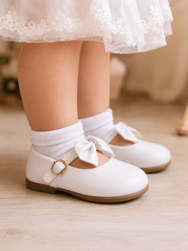 Sapatilha Bebê Branca Laço Kidy Baby Daminha Batizado Festa Menina
