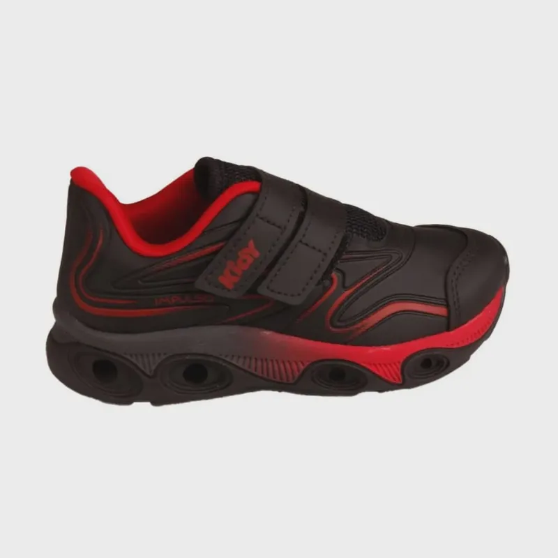 Tênis Kidy Infantil Tira Aderente Preto Vermelho