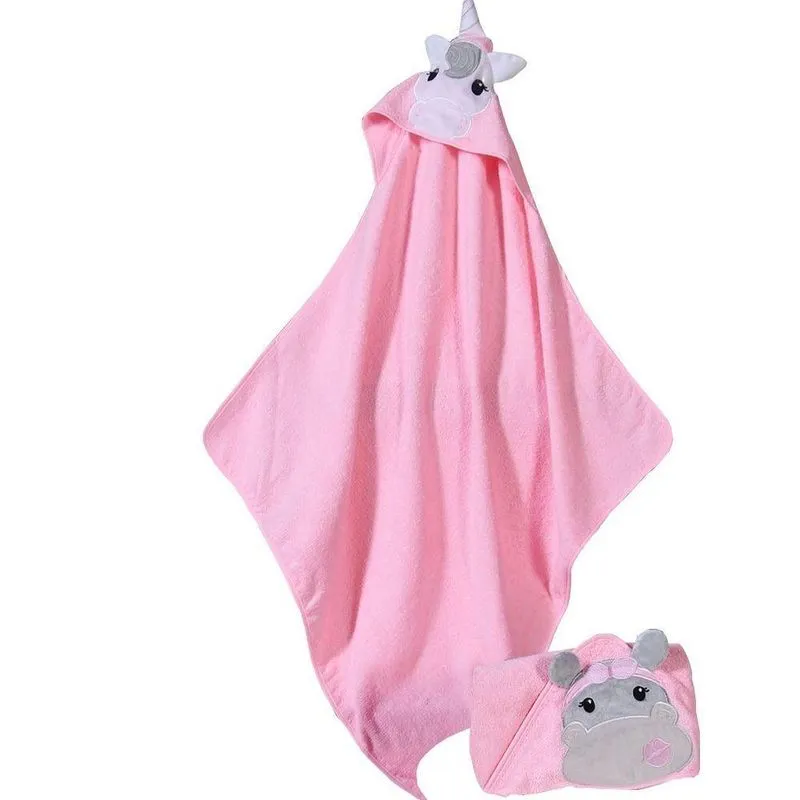 Toalha Felpuda Com Capuz Bebê 3D Aplique Bordado 70X70