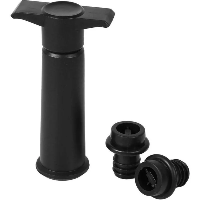 Kit Tampa À Vácuo Para Vinhos Preto